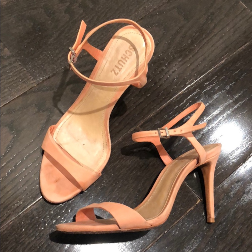 Schutz peach suede heels sandals Sz 37.5